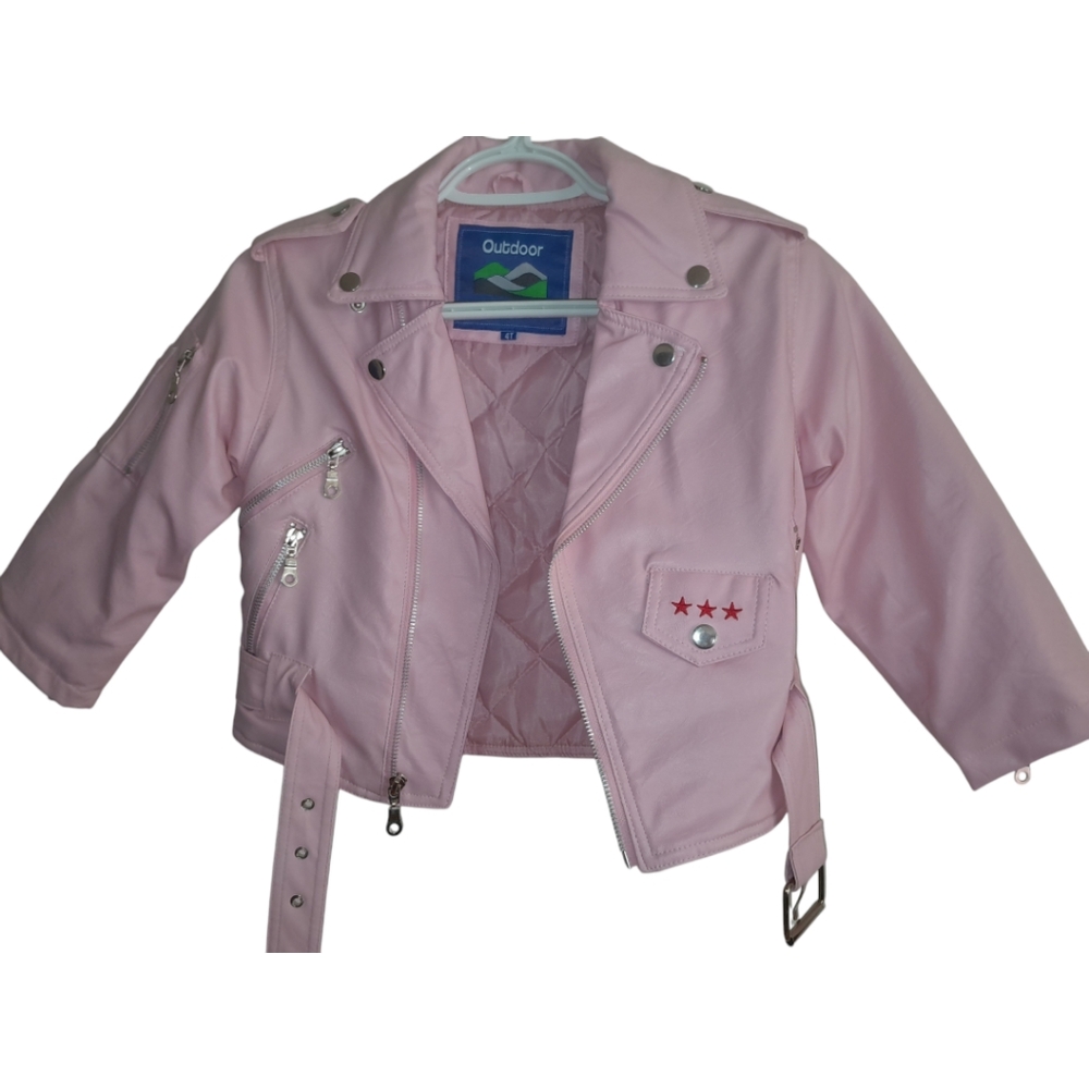 NWOT Outdoor Habitat Child's Motorcycle Biker Jacket Embroidered Eagle USA ~ 4T